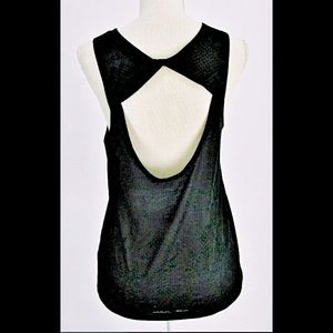 JoyLab Women’s Twist Open-Back Snakeskin Burnout Active Tank Top Small Black NEW